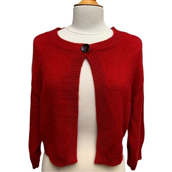VINCE Cashmere Scoop Neck Sweater Red Cardigan size Large - Picture 2 of 15